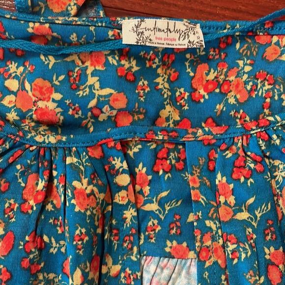 NEW Intimately Free People Kaya Bodysuit $78 Blue Floral Viscose Thong Deep V - Picture 4 of 7